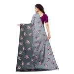 Women's Soft Japan Satin Saree With Blouse (Dark Grey, 5-6Mtrs)