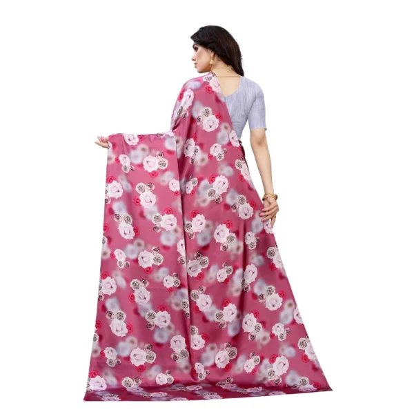 Women's Soft Japan Satin Saree With Blouse (Dark Pink, 5-6Mtrs)