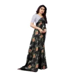 Women's Soft Japan Satin Saree With Blouse (Black, 5-6Mtrs)