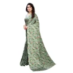 Women's Soft Japan Satin Saree With Blouse (Green, 5-6Mtrs)