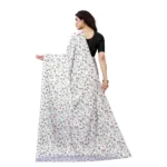 Women's Soft Japan Satin Saree With Blouse (White, 5-6Mtrs)
