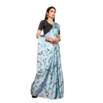 Women's Soft Japan Satin Saree With Blouse (Light Blue, 5-6Mtrs)