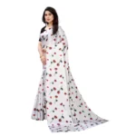 Women's Soft Japan Satin Saree With Blouse (White, 5-6Mtrs)