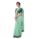 Women's Soft Cotton Saree With Blouse (Rama, 5-6Mtrs)