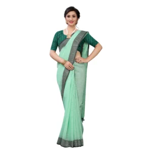 Women's Soft Cotton Saree With Blouse (Rama, 5-6Mtrs)