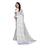 Women's Soft Japan Satin Saree With Blouse (White, 5-6Mtrs)