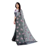 Women's Soft Japan Satin Saree With Blouse (Dark Grey, 5-6Mtrs)