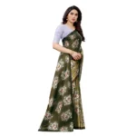 Women's Soft Japan Satin Saree With Blouse (Mehdi Green, 5-6Mtrs)