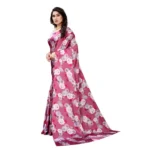 Women's Soft Japan Satin Saree With Blouse (Dark Pink, 5-6Mtrs)