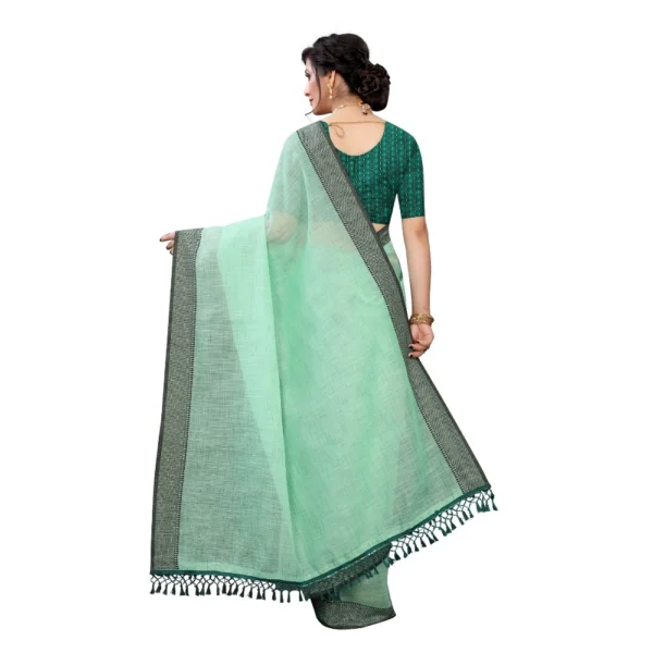 Women's Soft Cotton Saree With Blouse (Rama, 5-6Mtrs)