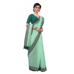Women's Soft Cotton Saree With Blouse (Rama, 5-6Mtrs)