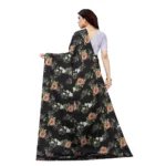 Women's Soft Japan Satin Saree With Blouse (Black, 5-6Mtrs)