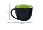 Freakway Kitchen Handmade Ceramic Soup Bowls with Spoons (Set of 2, 380 ML, Dishwasher & Microwave Safe) Black & Green-Luxuay Look