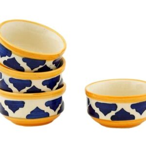 Freakway Hand-Painted Multicolored Moroccan Ceramic Dip Bowl/Chutney Bowl (Multicolor, Pack of 4)-Multi-Color