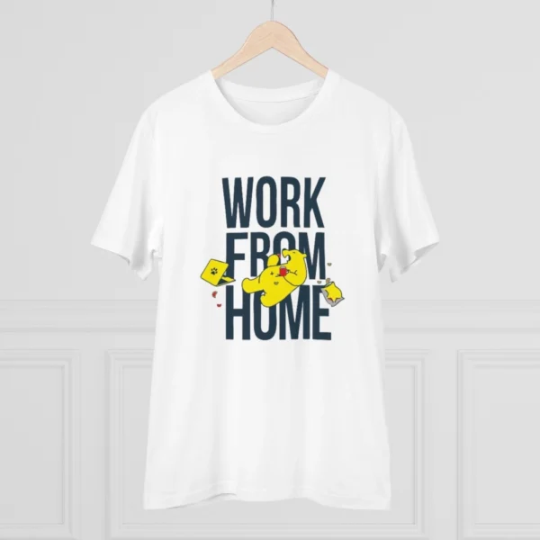 Men's PC Cotton Work From Home Desing Printed T Shirt (Color: White, Thread Count: 180GSM)
