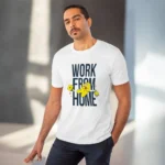 Men's PC Cotton Work From Home Desing Printed T Shirt (Color: White, Thread Count: 180GSM)