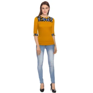 Women's Western Wear Hosiery T Shirts (Yellow)
