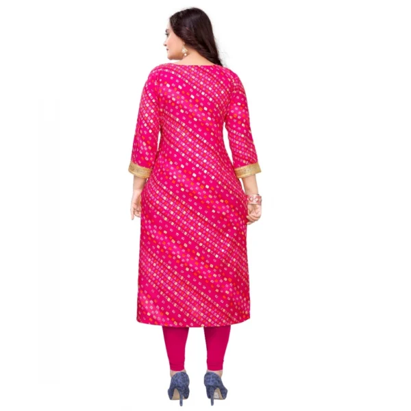 Women's Rayon Foil Printed Straight Kurti (Pink)