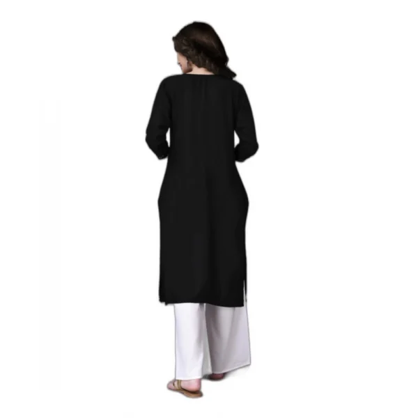 Women's Rayon Lace Straight Kurti (Black)
