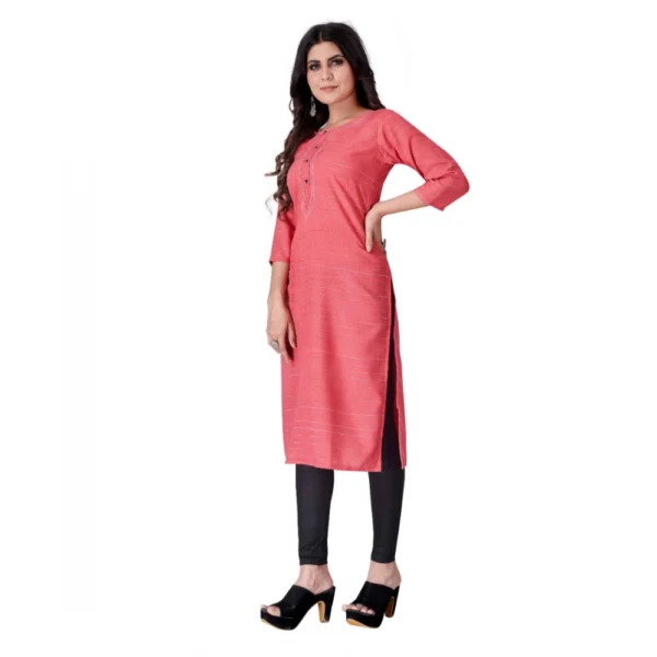 Women's Cotton Mill Printed  Straight Kurti (Pink)