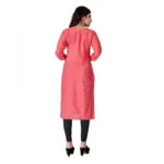 Women's Cotton Mill Printed  Straight Kurti (Pink)