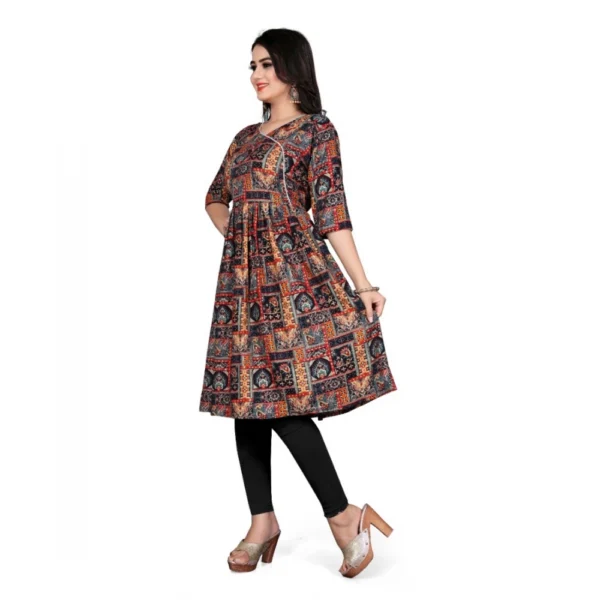 Women's Rayon Foil Printed Straight Kurti (Multi Color)