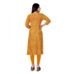 Women's Rayon Foil Printed Straight Kurti (Yellow)