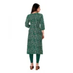Women's Rayon Foil Printed Straight Kurti (Green)