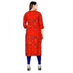 Women's Rayon Foil Printed Straight Kurti (Orange)