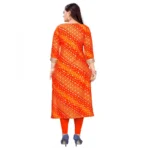 Women's Rayon Foil Printed Straight Kurti (Orange)