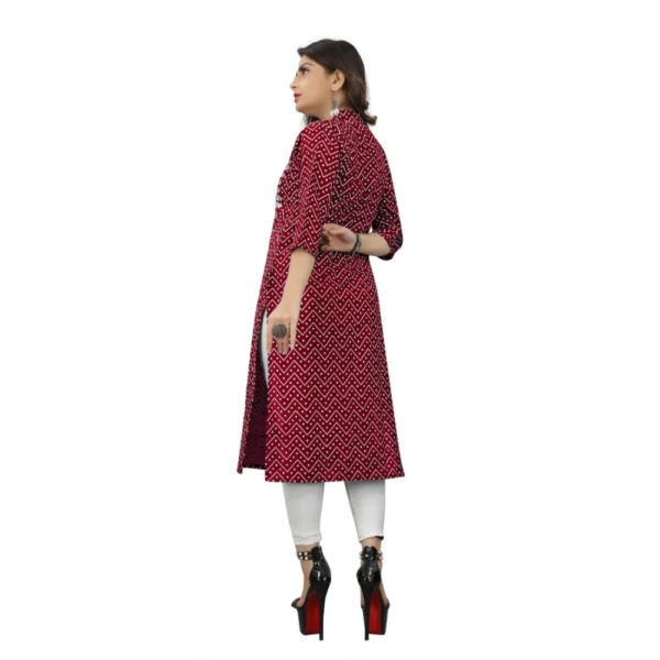 Women's Cotton Embroidery Straight Kurti (Maroon)