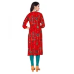 Women's Rayon Foil Printed Straight Kurti (Red)