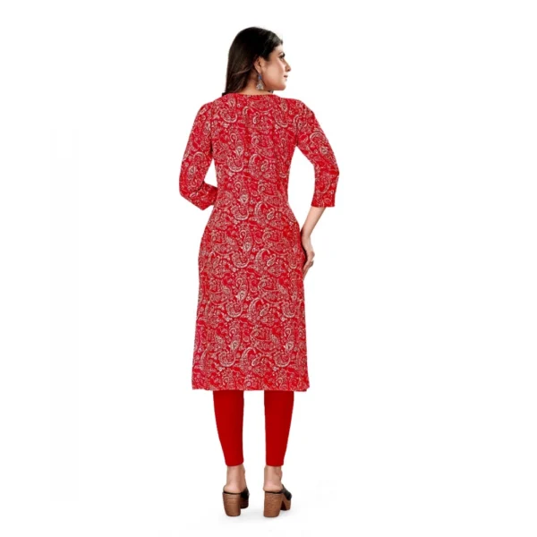 Women's Rayon Foil Printed Straight Kurti (Pink)