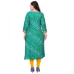Women's Rayon Foil Printed Straight Kurti (SeaGreen)