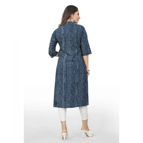 Women's Cotton Embroidery Straight Kurti (Blue)