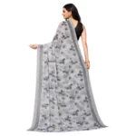Women's Renial Georgette Floral Printed Sarees (Grey, 5-6 Mtrs)