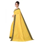 Women's Cotton Blend Stripe Pattern Sarees (Yellow, 5-6 Mtrs)