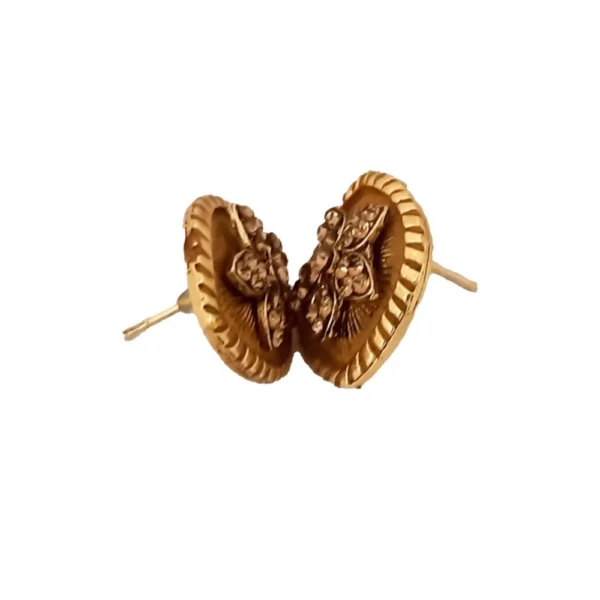 Women's Alloy Ceramic Stone And Designer Work Gold Plated Stud (Gold)