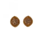 Women's Alloy Ceramic Stone And Designer Work Gold Plated Stud (Gold)