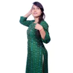 Women's Sambalpuri Certified Handloom Pure Cotton Straight Kurti (Green)