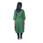 Women's Sambalpuri Certified Handloom Pure Cotton Straight Kurti (Green)