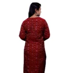 Women's Sambalpuri Certified Handloom Pure Cotton Straight Kurti (Red)