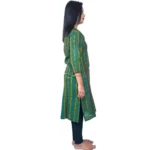 Women's Sambalpuri Certified Handloom Pure Cotton Straight Kurti (Green)
