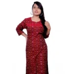 Women's Sambalpuri Certified Handloom Pure Cotton Straight Kurti (Red)