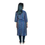 Women's Sambalpuri Certified Handloom Pure Cotton Straight Kurti (Blue)
