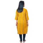 Women's Sambalpuri Certified Handloom Pure Cotton Straight Kurti (Yellow)
