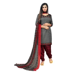 Women's Crepe Unstitched Salwar-Suit Material With Dupatta (Grey, 2-2.5Mtrs)