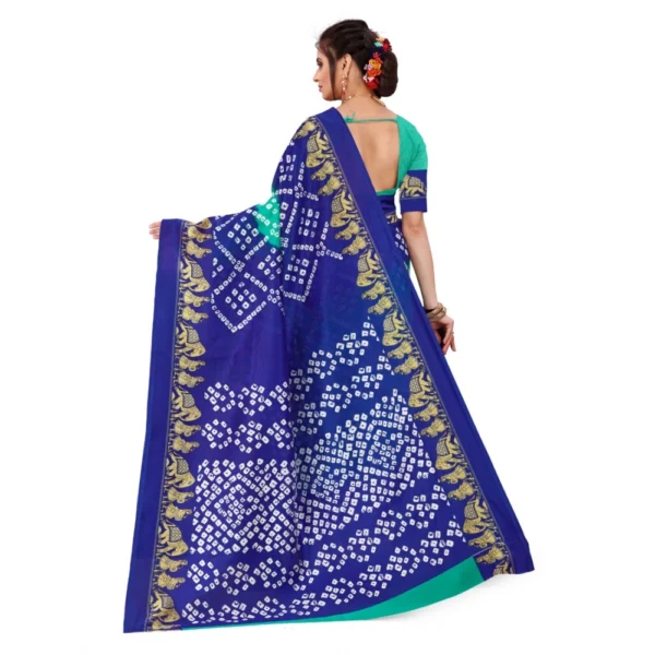 Women's Georgette Printed Saree With Unstitched Blouse (Turquoise Green, 5-6 Mtrs)