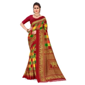 Women's Georgette Printed Saree With Unstitched Blouse (Multicolor, 5-6 Mtrs)