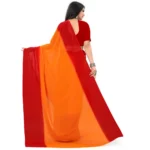Women's Georgette Printed Saree With Unstitched Blouse (Orange, 5-6 Mtrs)
